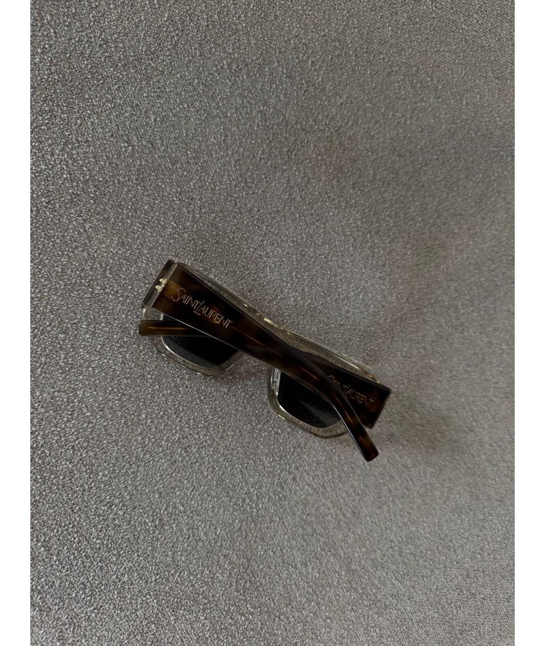 SAINT LAURENT Бежевые пластиковые солнцезащитные очки, фото 4