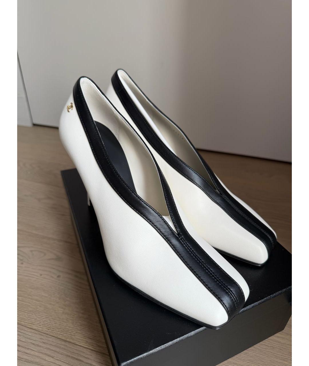 CHANEL Белые кожаные туфли, фото 5