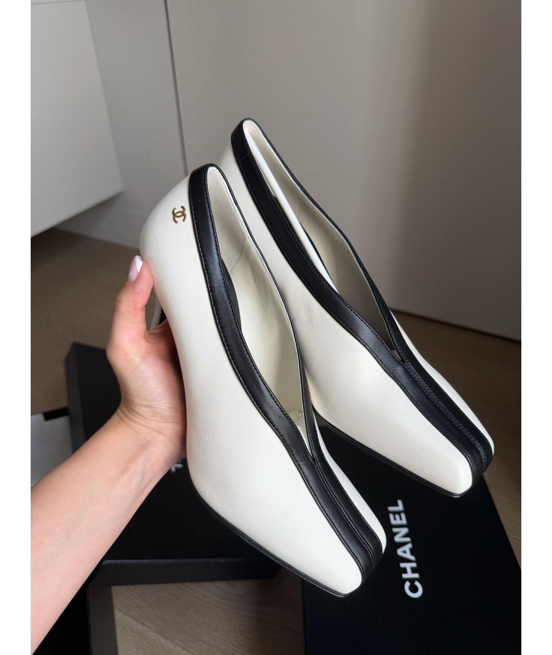 CHANEL Белые кожаные туфли, фото 3