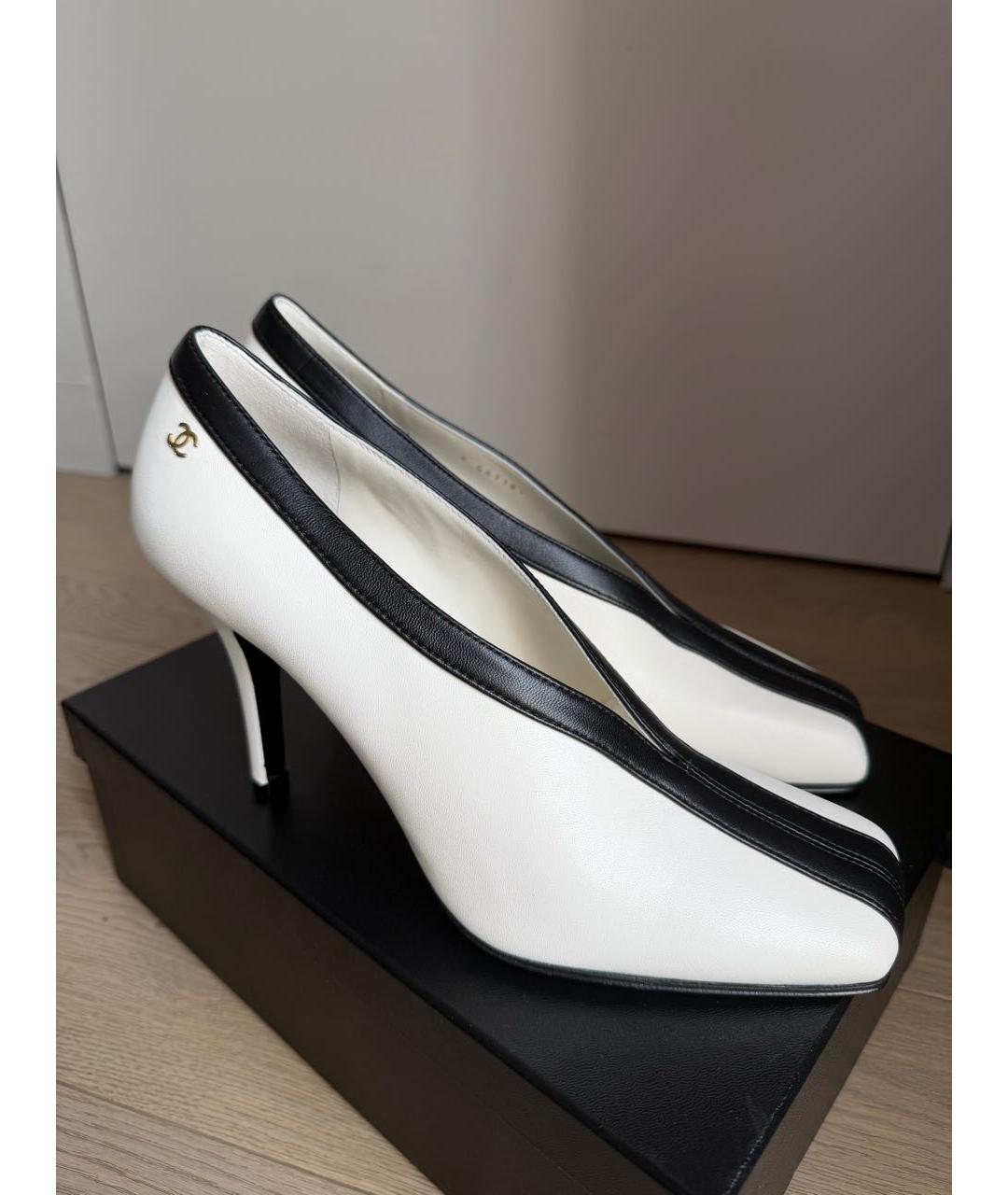 CHANEL Белые кожаные туфли, фото 7