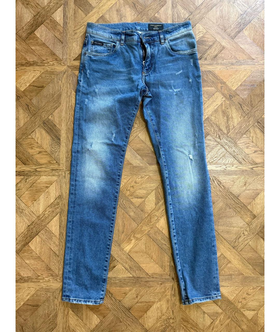 DOLCE&GABBANA Голубые хлопко-эластановые джинсы скинни, фото 4