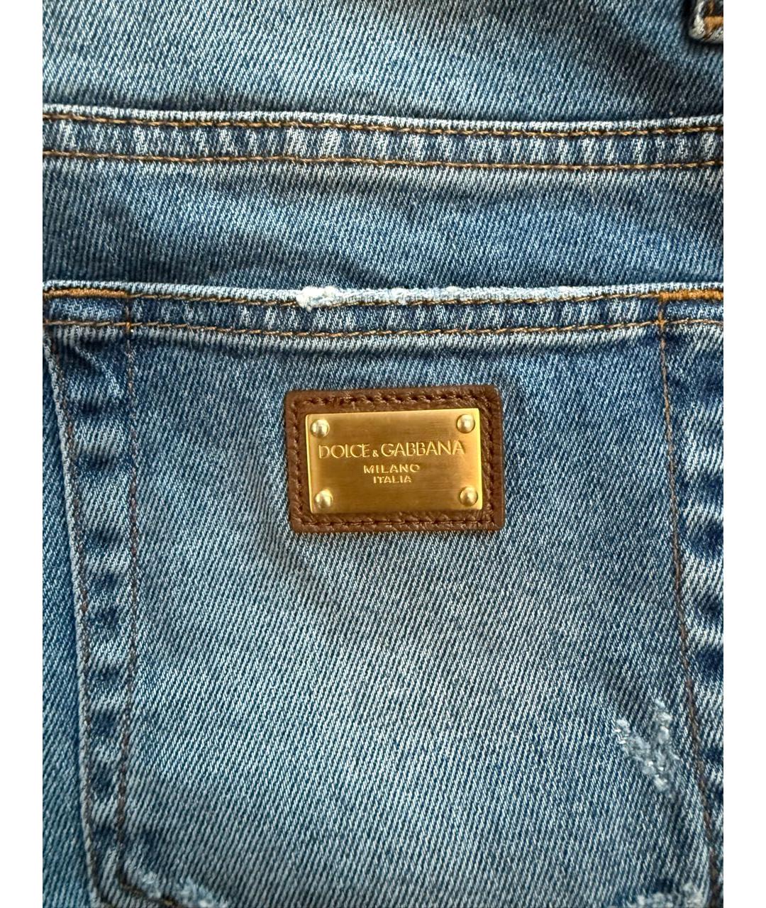 DOLCE&GABBANA Голубые хлопко-эластановые джинсы скинни, фото 3