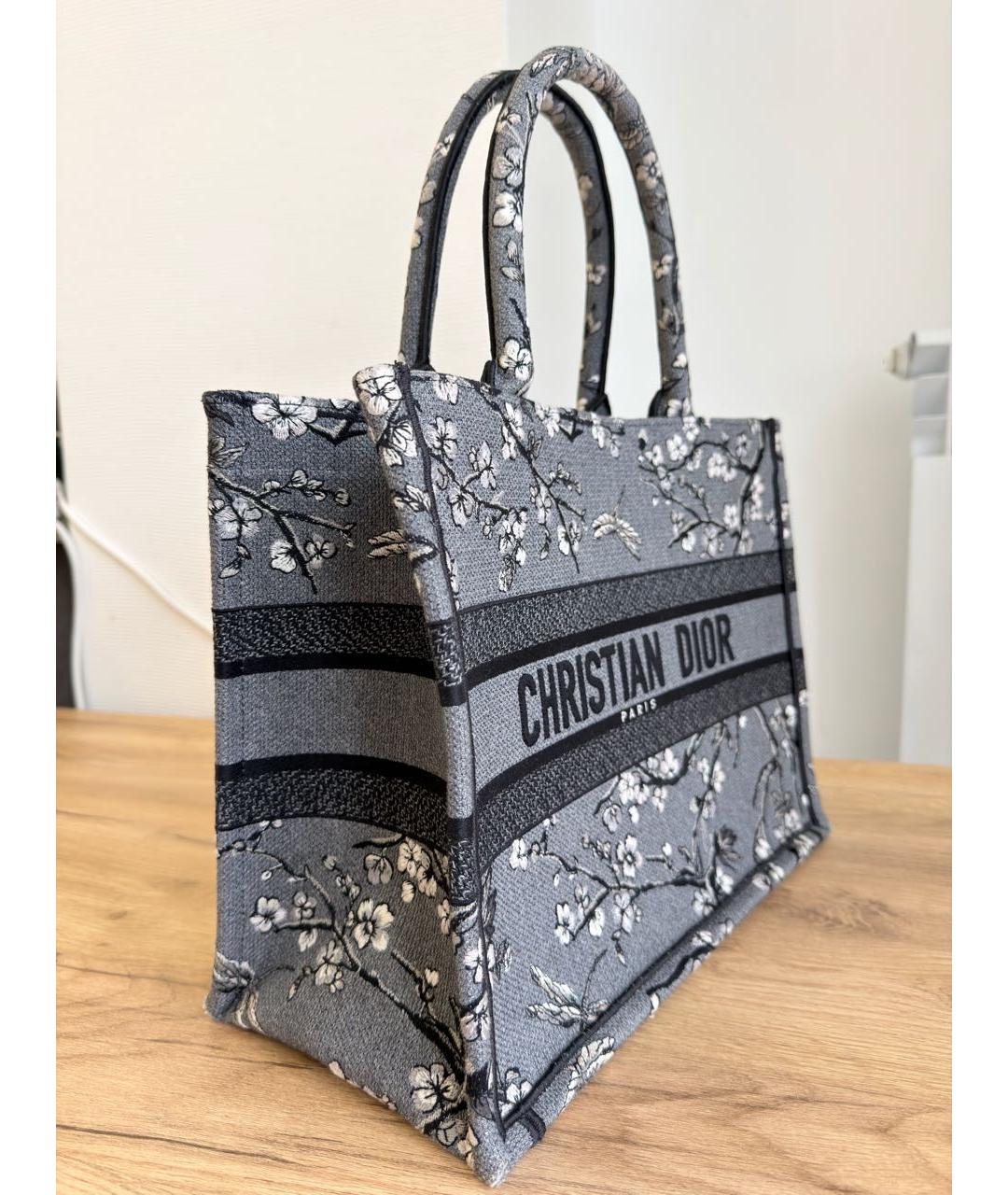 CHRISTIAN DIOR Серая жаккардовая сумка тоут, фото 2