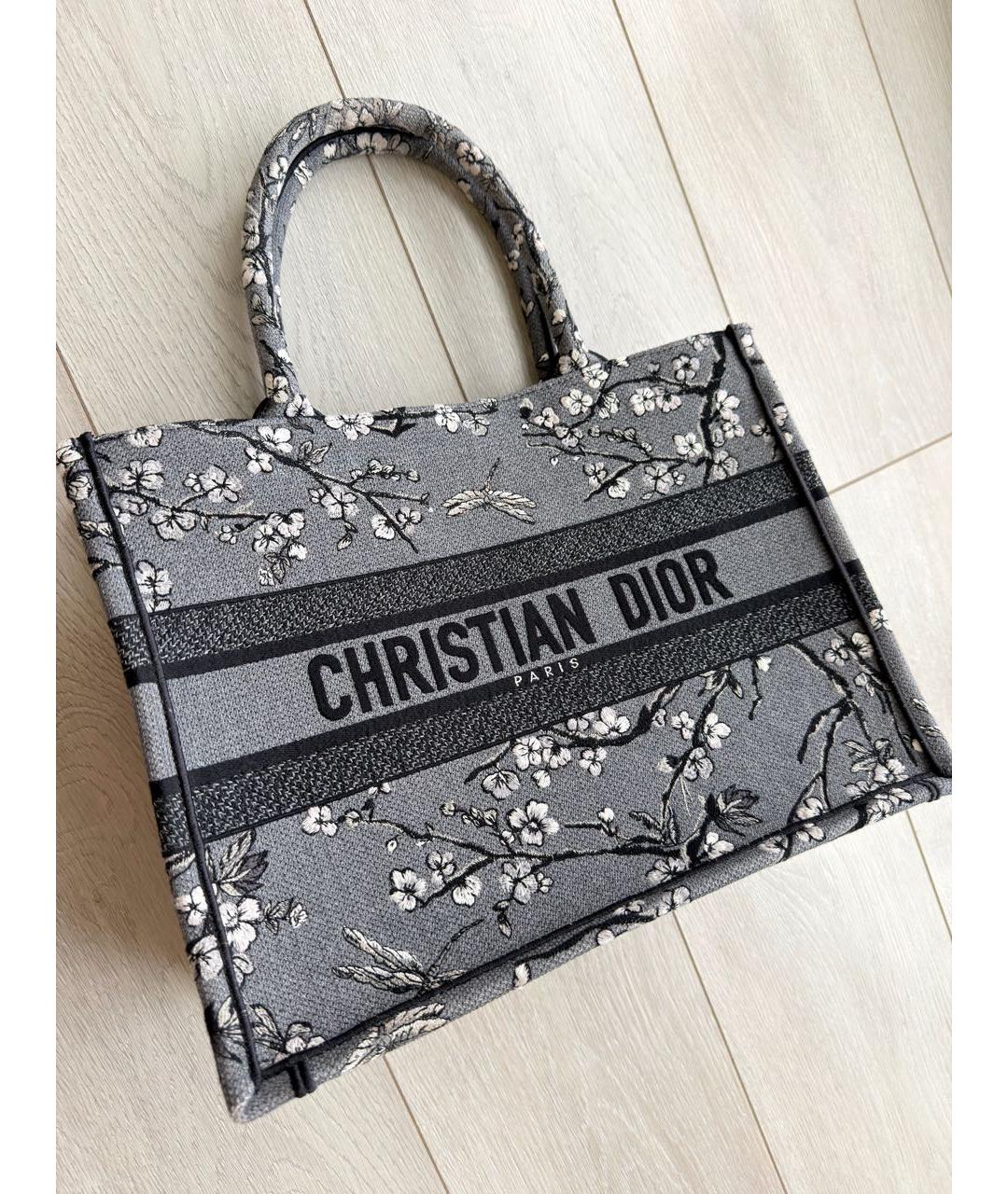 CHRISTIAN DIOR Серая жаккардовая сумка тоут, фото 5