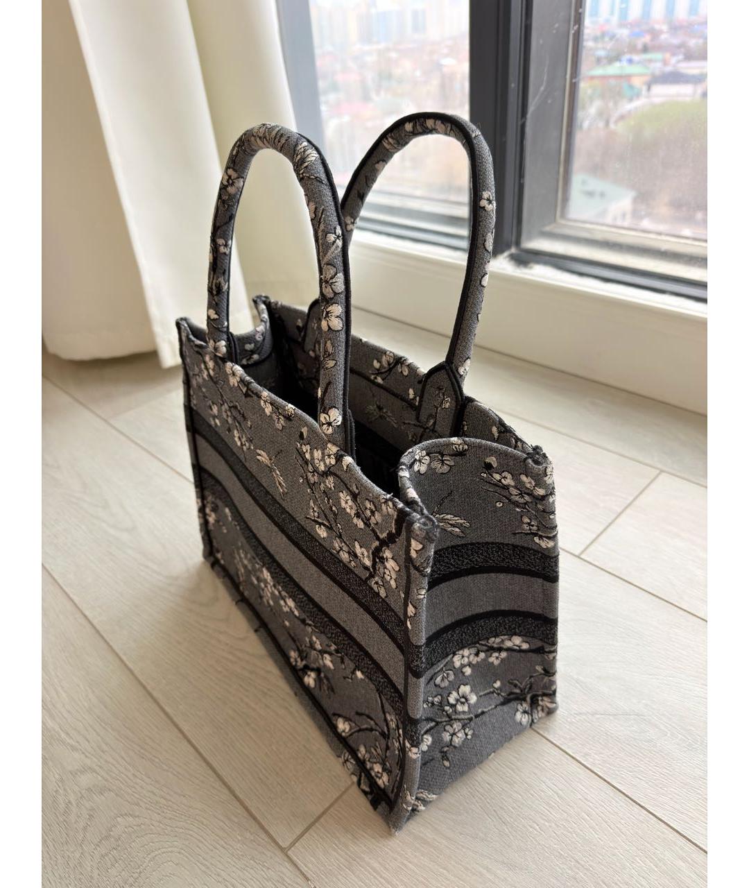 CHRISTIAN DIOR Серая жаккардовая сумка тоут, фото 7