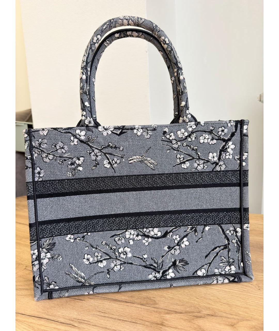 CHRISTIAN DIOR Серая жаккардовая сумка тоут, фото 3