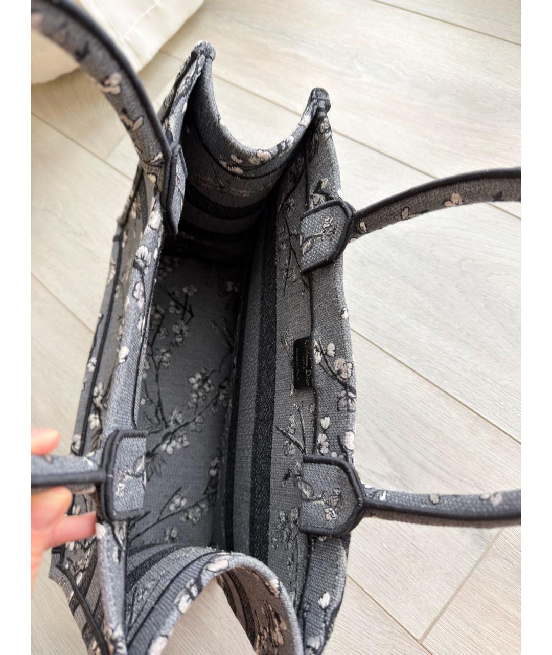 CHRISTIAN DIOR Серая жаккардовая сумка тоут, фото 4