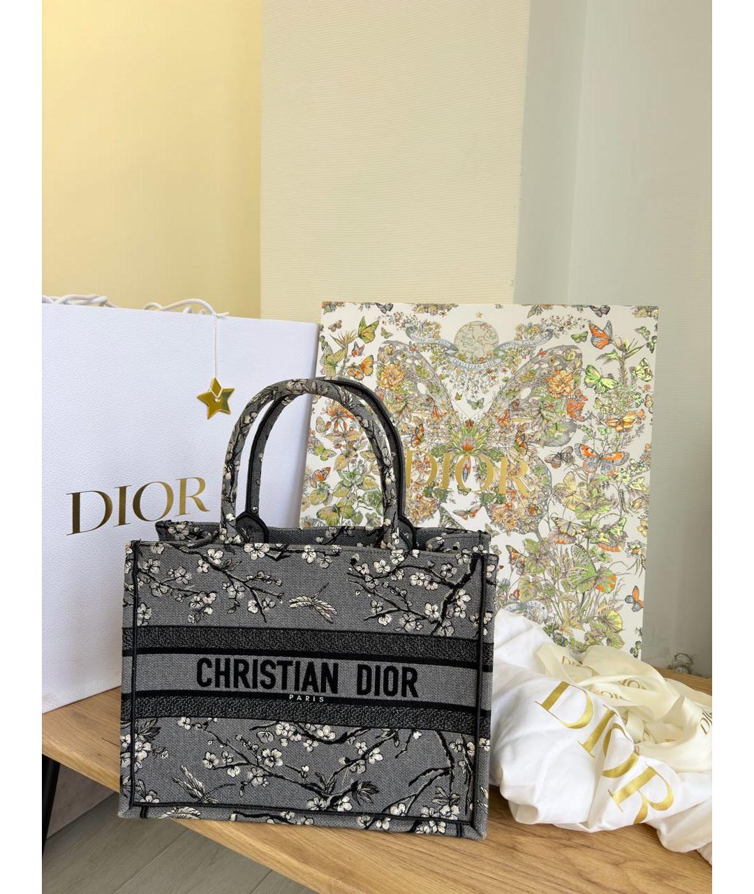 CHRISTIAN DIOR Серая жаккардовая сумка тоут, фото 8