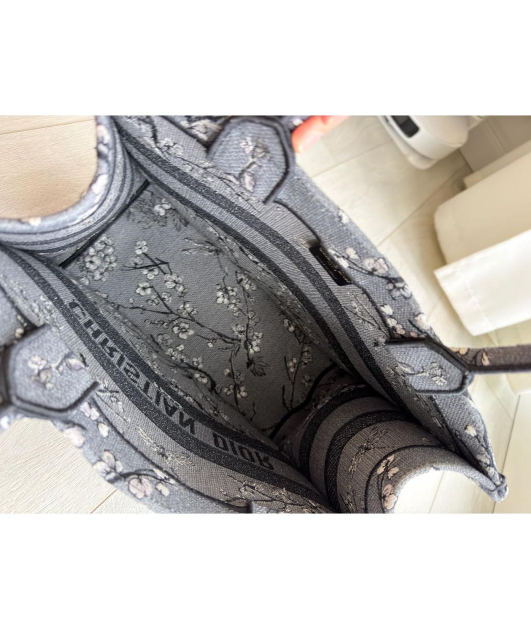 CHRISTIAN DIOR Серая жаккардовая сумка тоут, фото 6