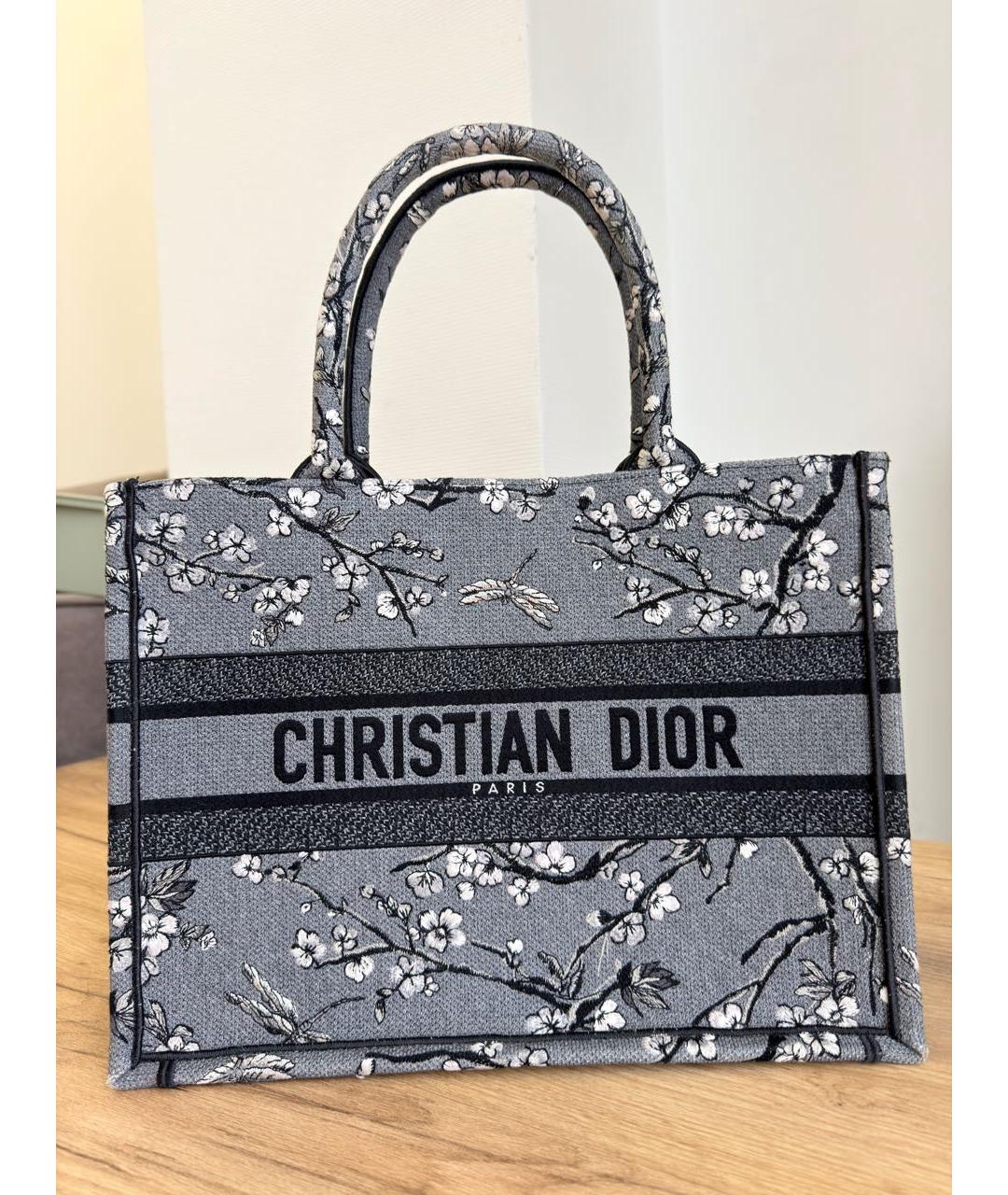 CHRISTIAN DIOR Серая жаккардовая сумка тоут, фото 9