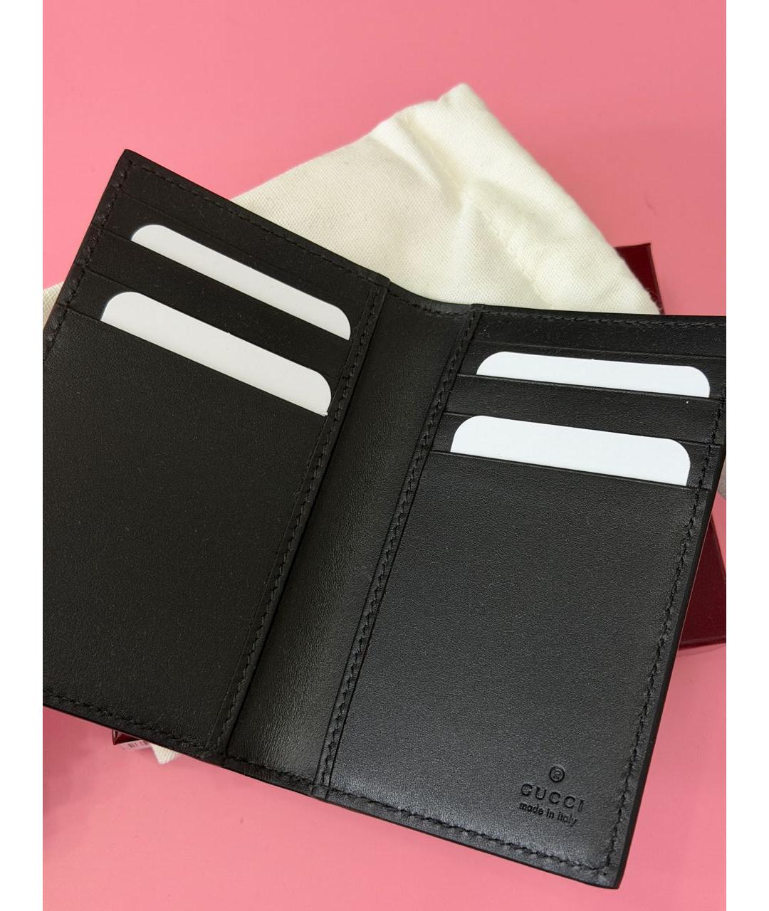 GUCCI Антрацитовый кожаный кардхолдер, фото 5