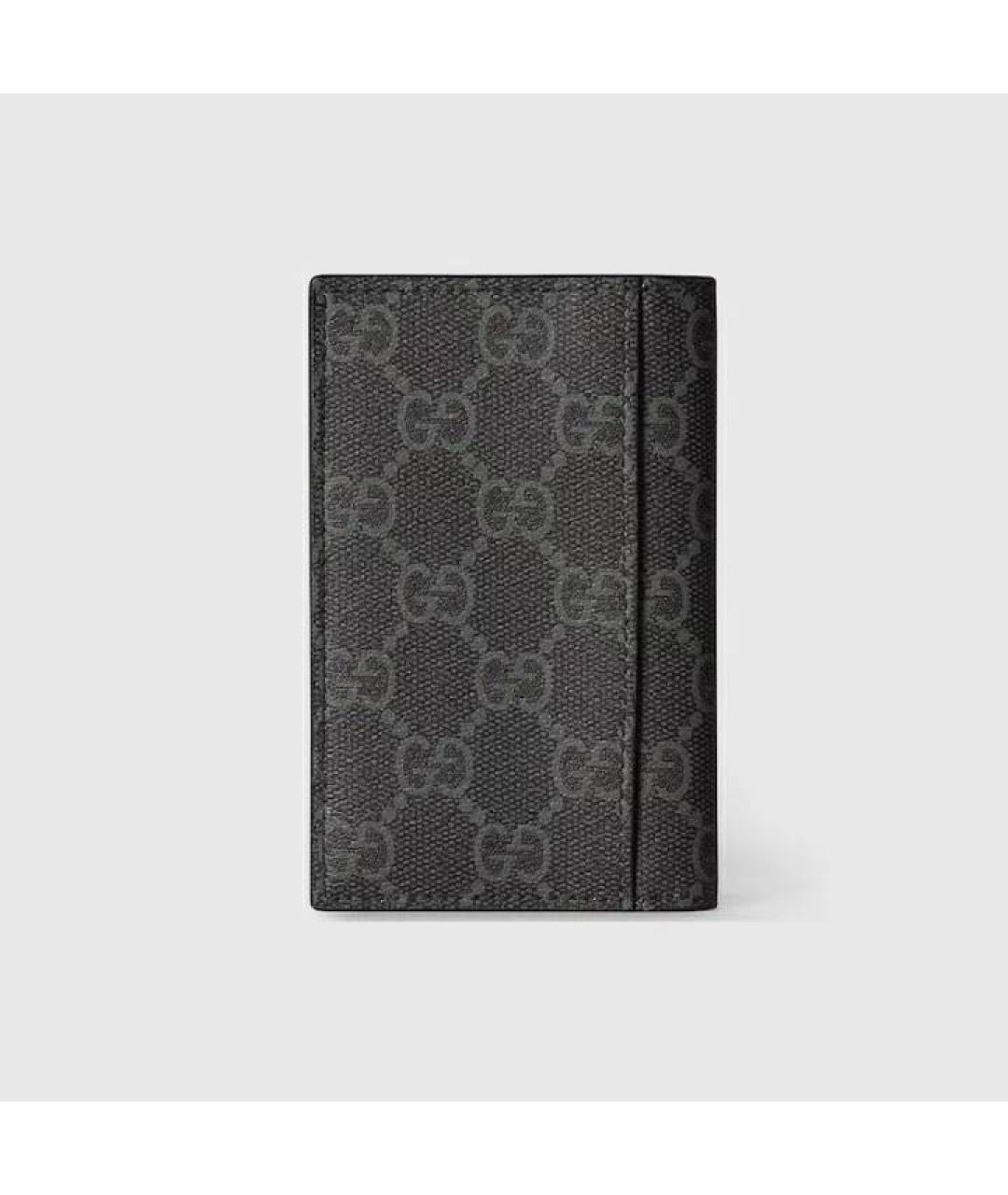 GUCCI Антрацитовый кожаный кардхолдер, фото 3