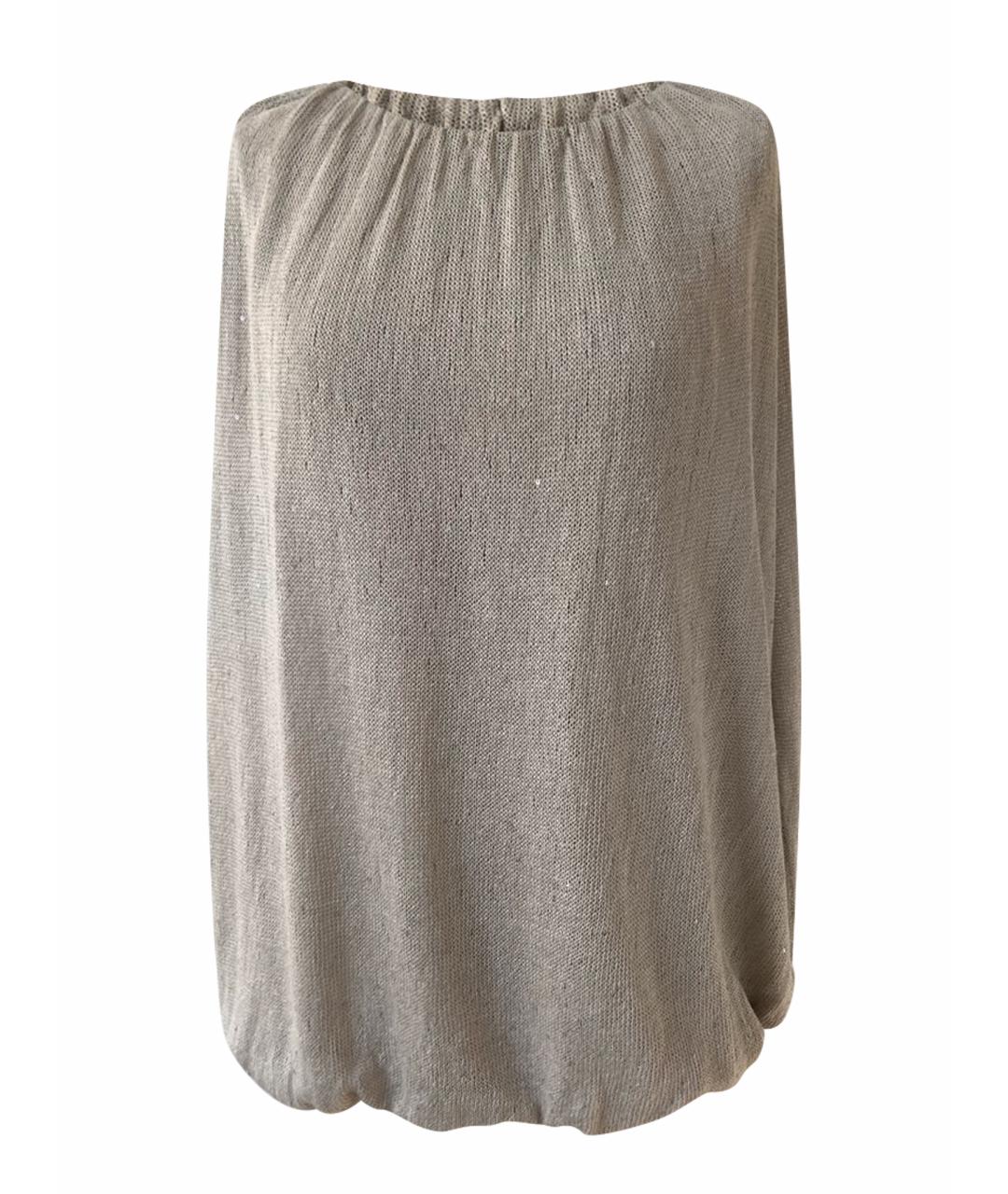 BRUNELLO CUCINELLI Бежевая льняная блузы, фото 1