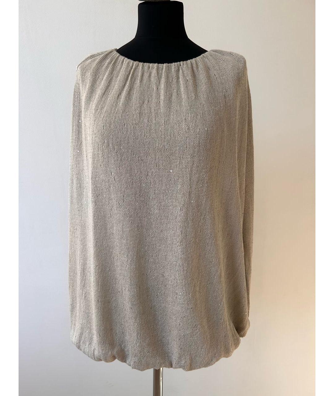 BRUNELLO CUCINELLI Бежевая льняная блузы, фото 9