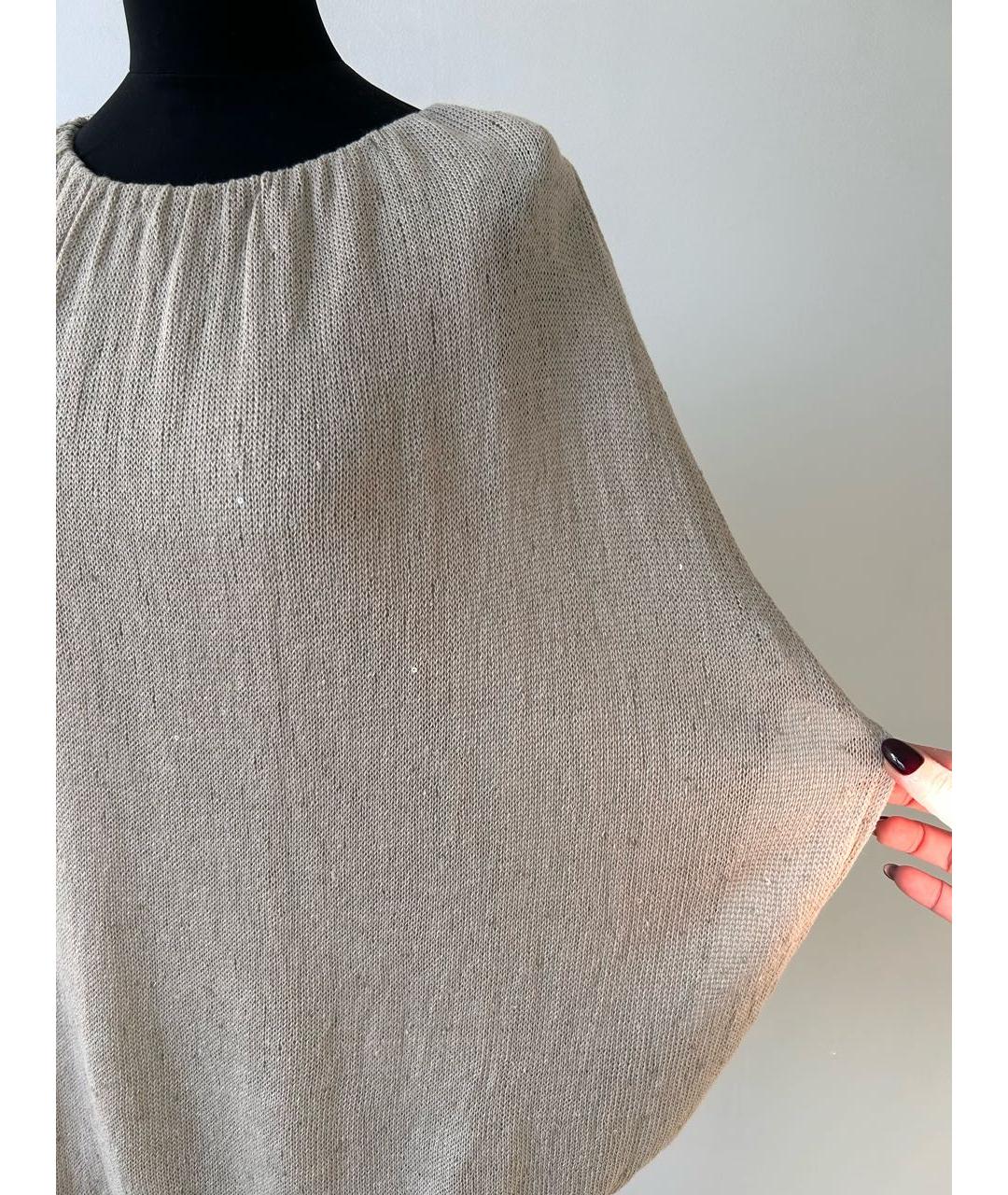 BRUNELLO CUCINELLI Бежевая льняная блузы, фото 4