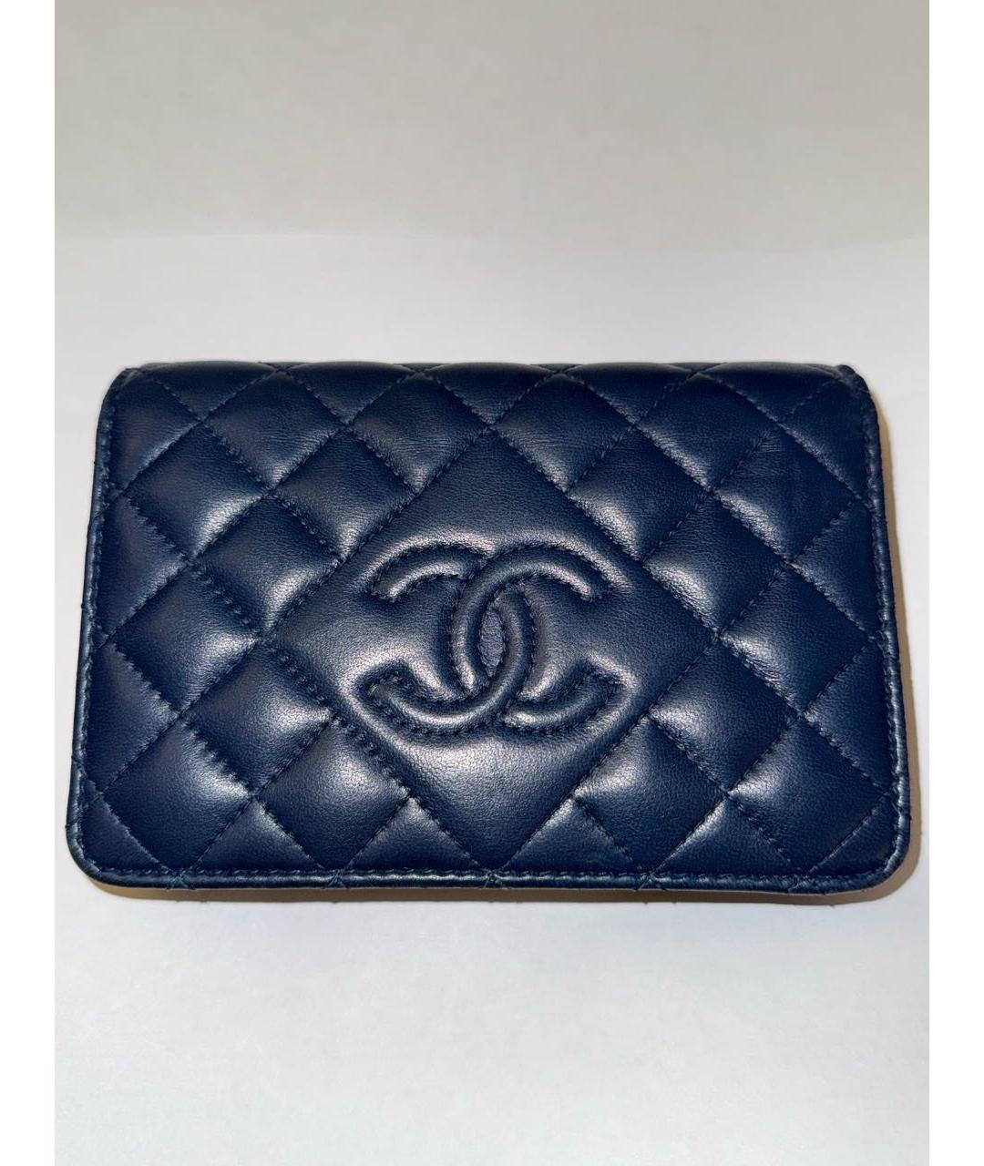 CHANEL Темно-синий кожаный кошелек, фото 7