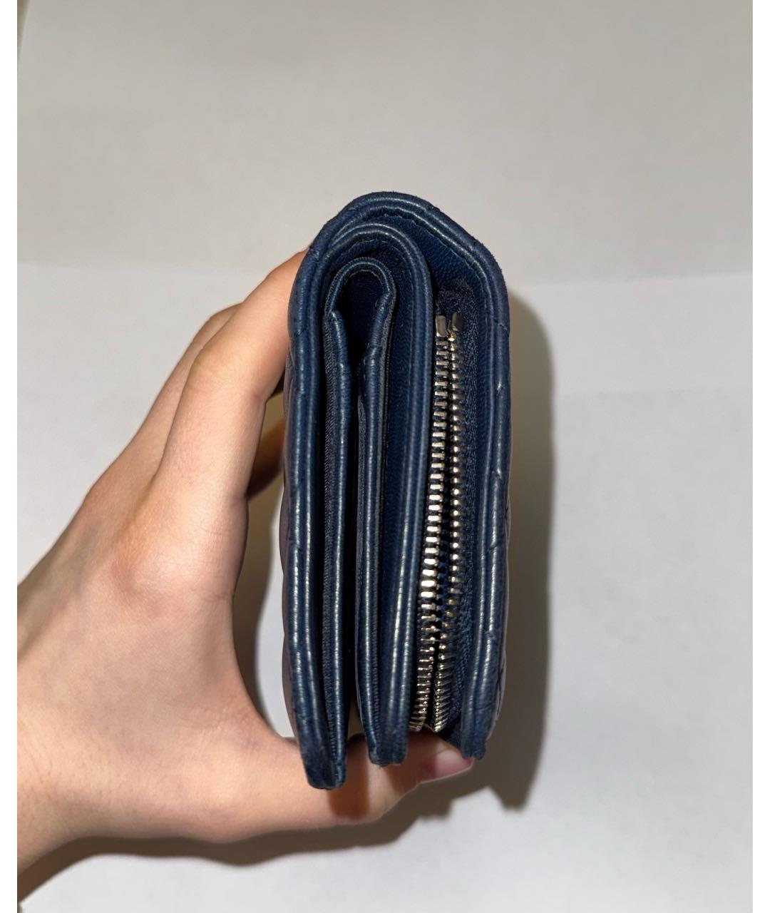 CHANEL Темно-синий кожаный кошелек, фото 5