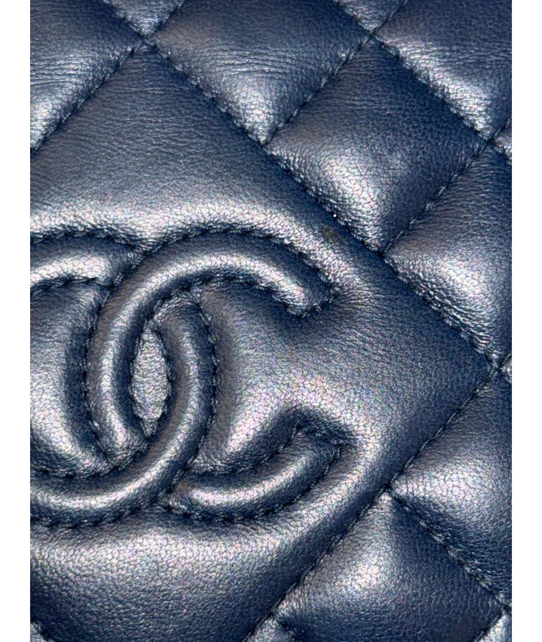 CHANEL Темно-синий кожаный кошелек, фото 6