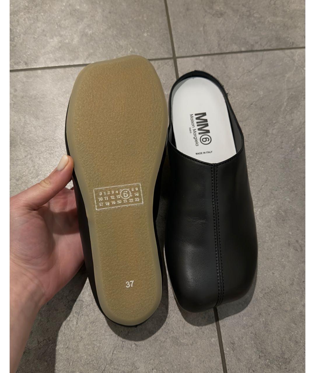 MAISON MARGIELA Черные кожаные мюли, фото 4