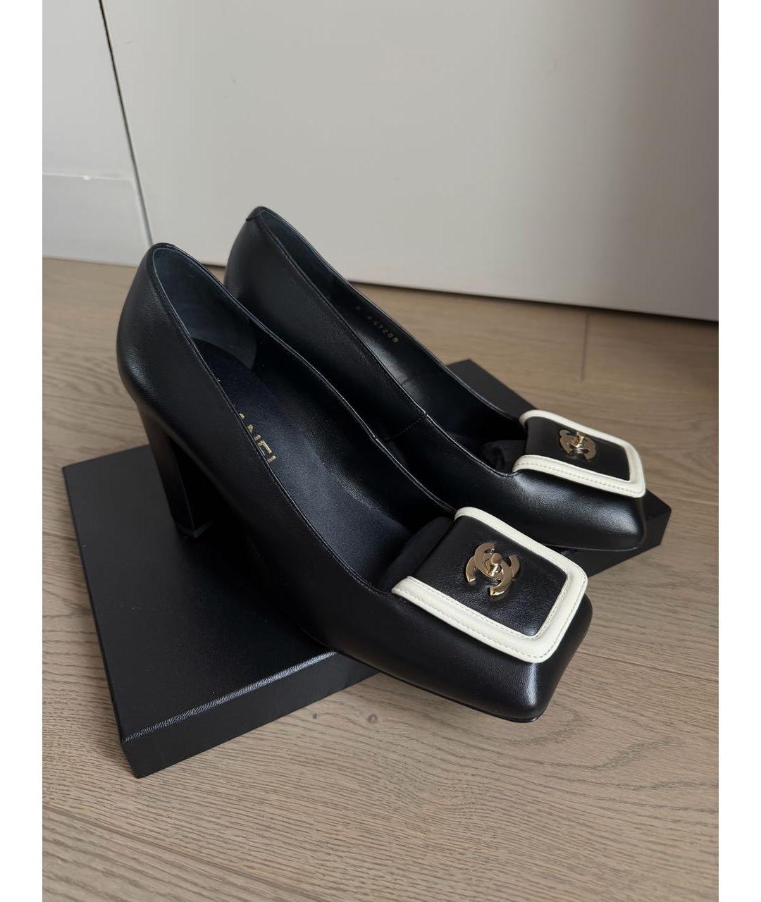 CHANEL Черные кожаные туфли, фото 4