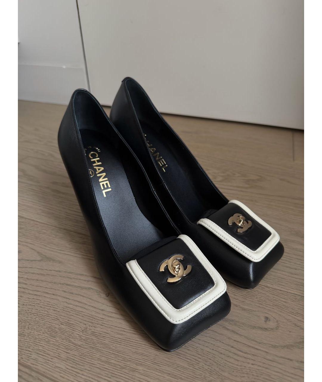 CHANEL Черные кожаные туфли, фото 5