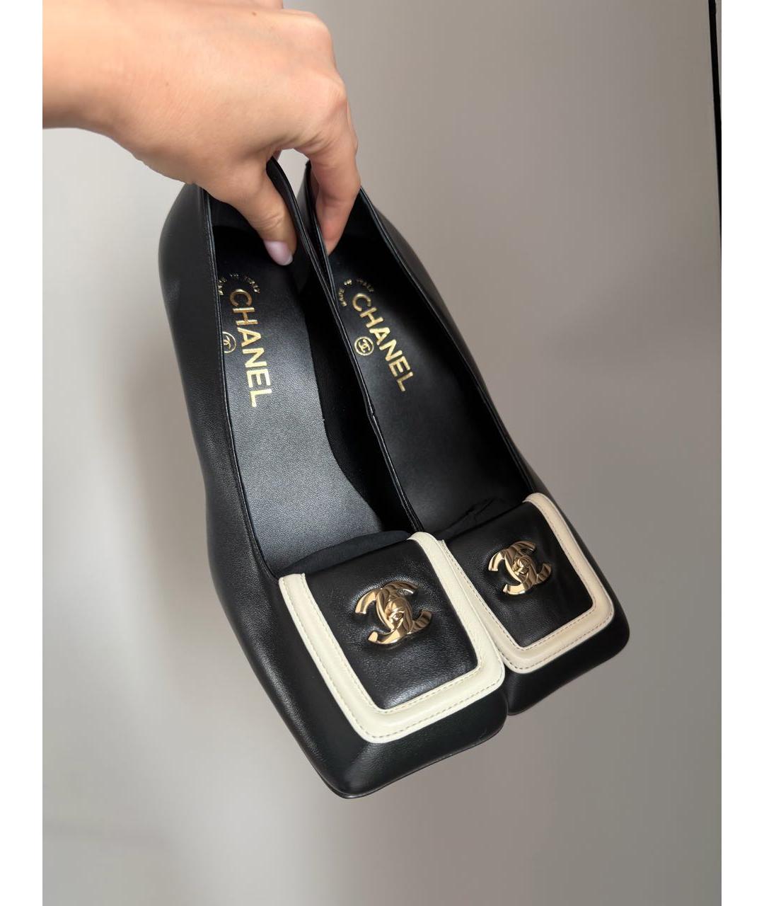 CHANEL Черные кожаные туфли, фото 3