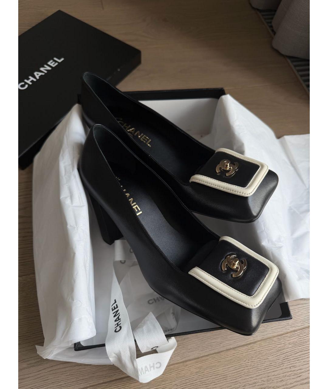 CHANEL Черные кожаные туфли, фото 2