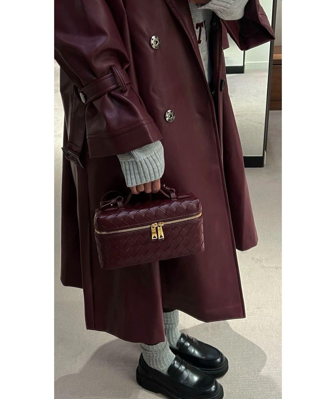 BOTTEGA VENETA Бордовая пелетеная сумка через плечо, фото 2