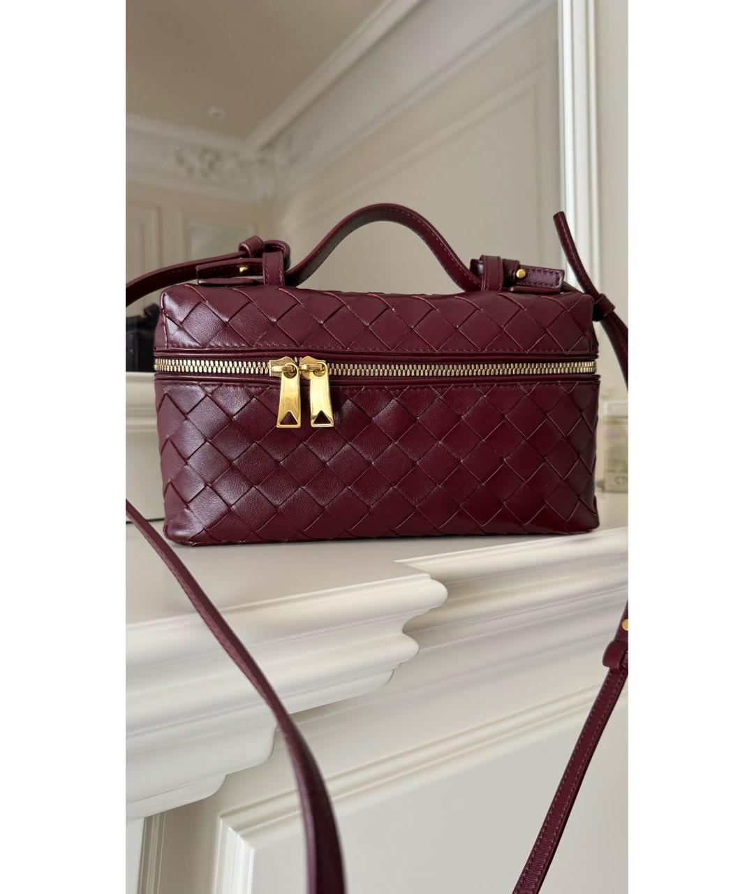 BOTTEGA VENETA Бордовая пелетеная сумка через плечо, фото 3