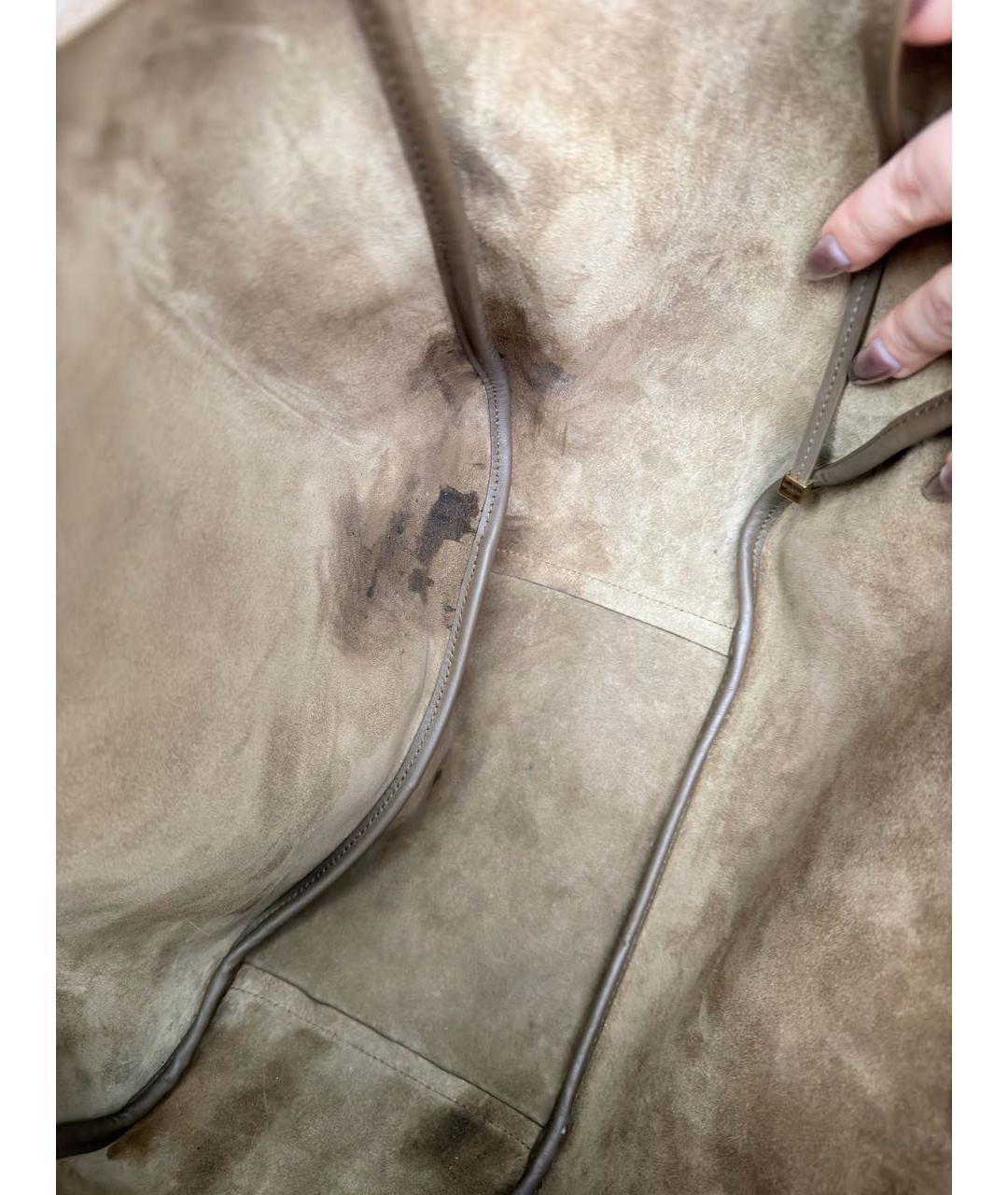 SAINT LAURENT Коричневая замшевая сумка тоут, фото 6