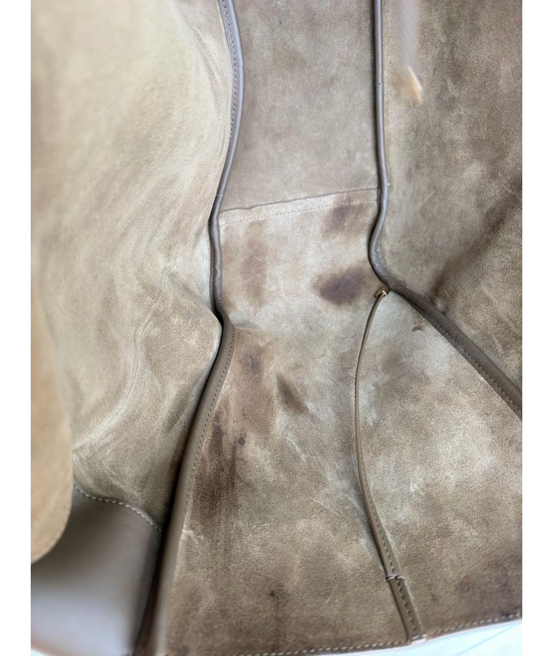 SAINT LAURENT Коричневая замшевая сумка тоут, фото 7