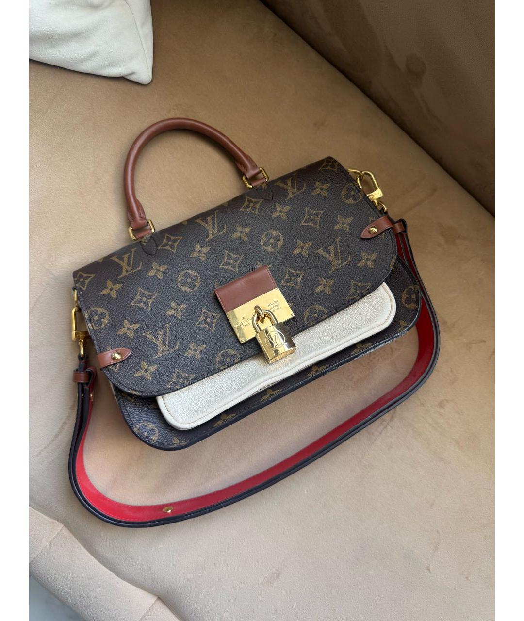 LOUIS VUITTON Коричневая кожаная сумка с короткими ручками, фото 6