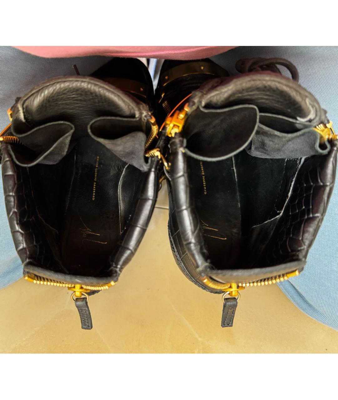 GIUSEPPE ZANOTTI DESIGN Черные кожаные кеды, фото 5