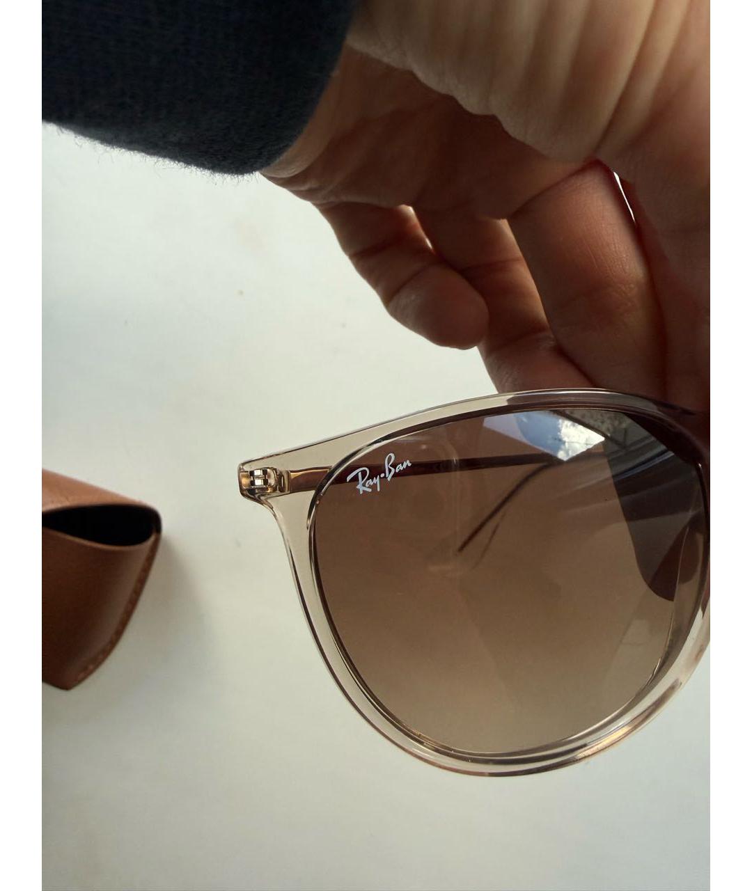 RAY BAN Бежевые пластиковые солнцезащитные очки, фото 3