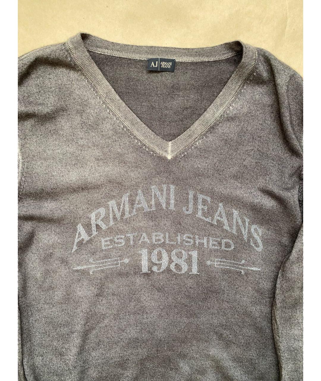 ARMANI JEANS Серый шерстяной джемпер / свитер, фото 3