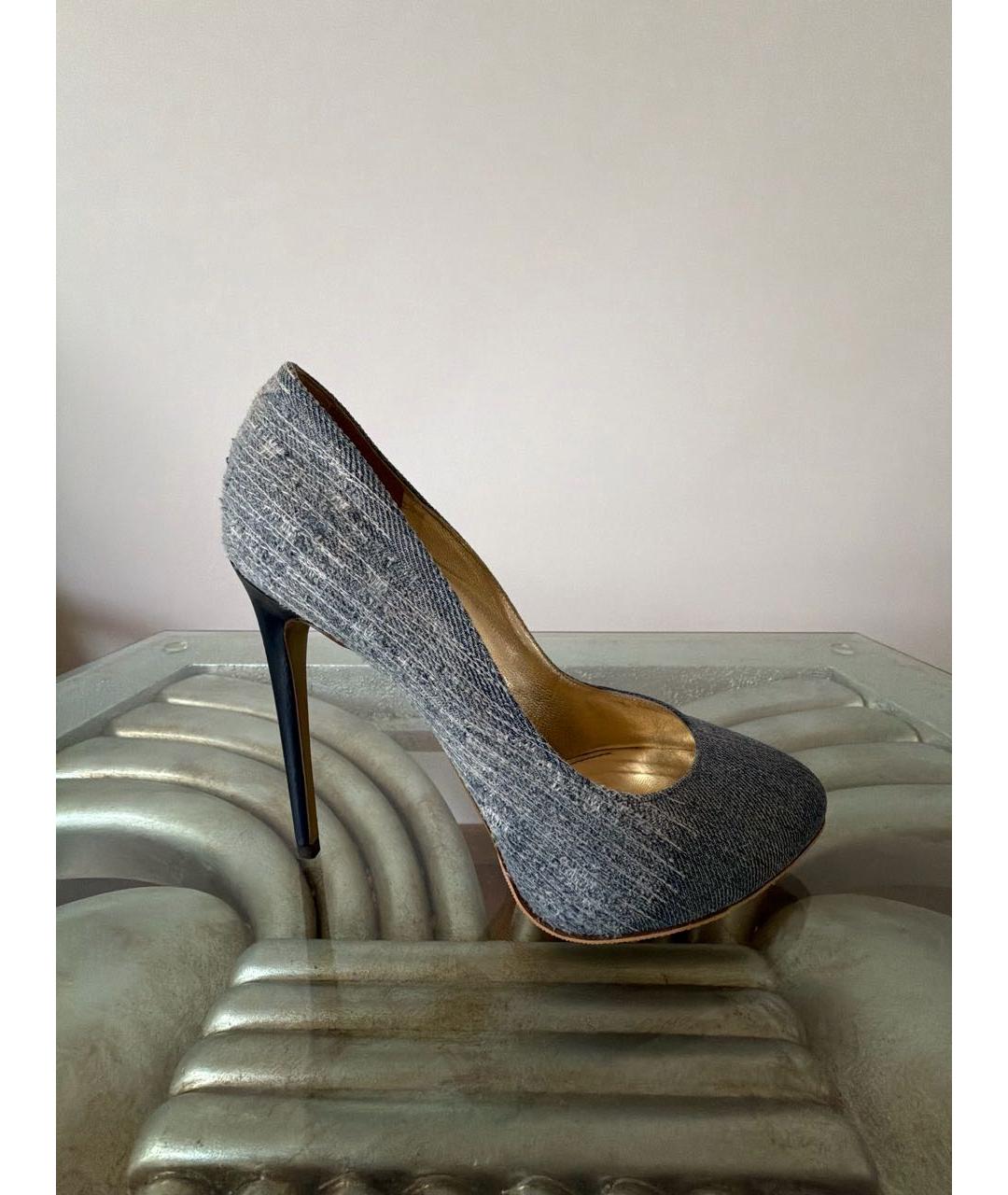 DOLCE&GABBANA Синие текстильные туфли, фото 5