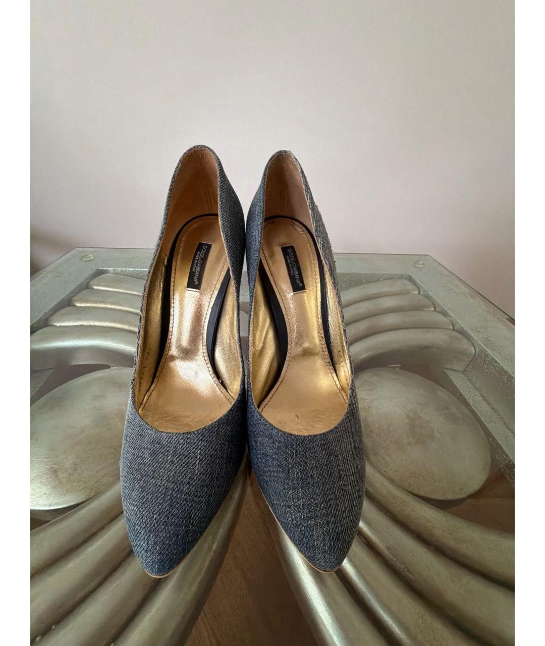 DOLCE&GABBANA Синие текстильные туфли, фото 2