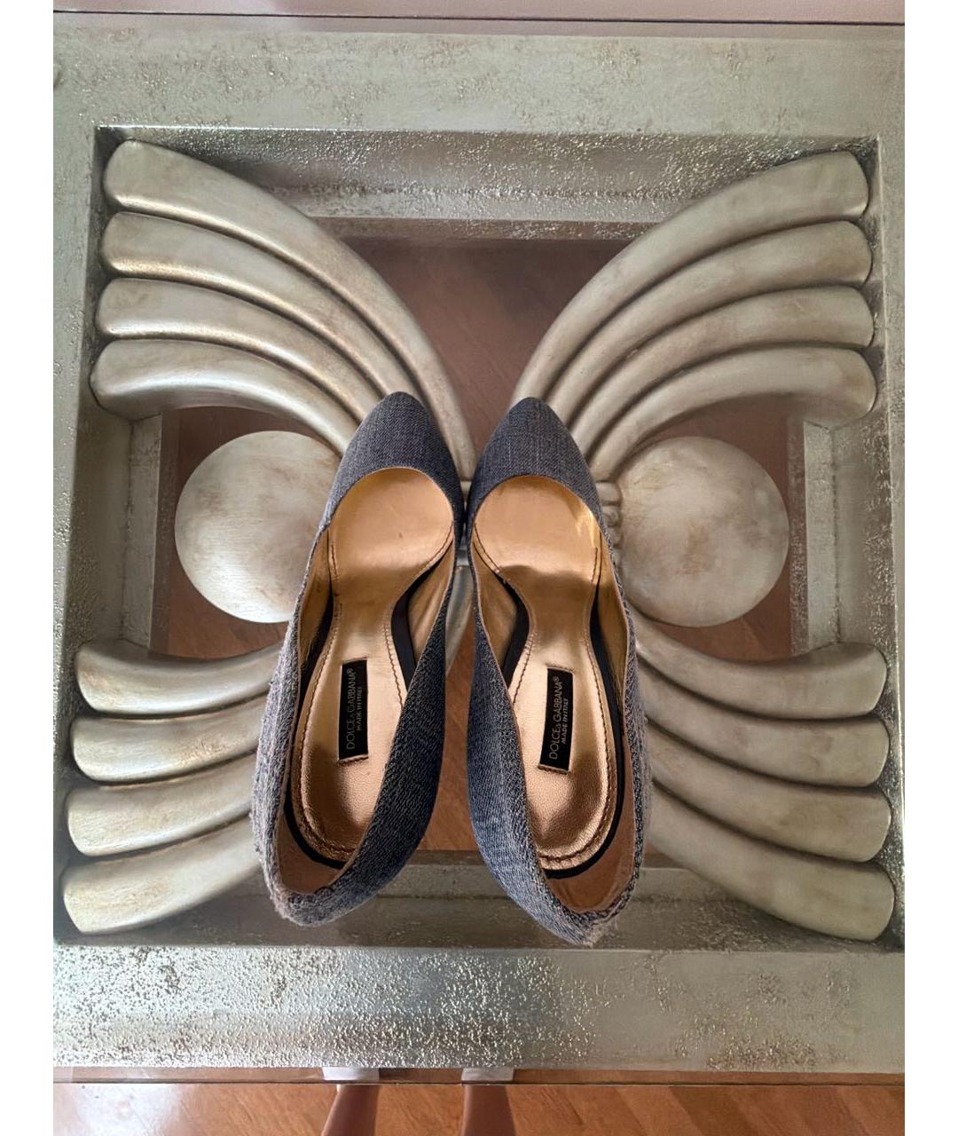 DOLCE&GABBANA Синие текстильные туфли, фото 3