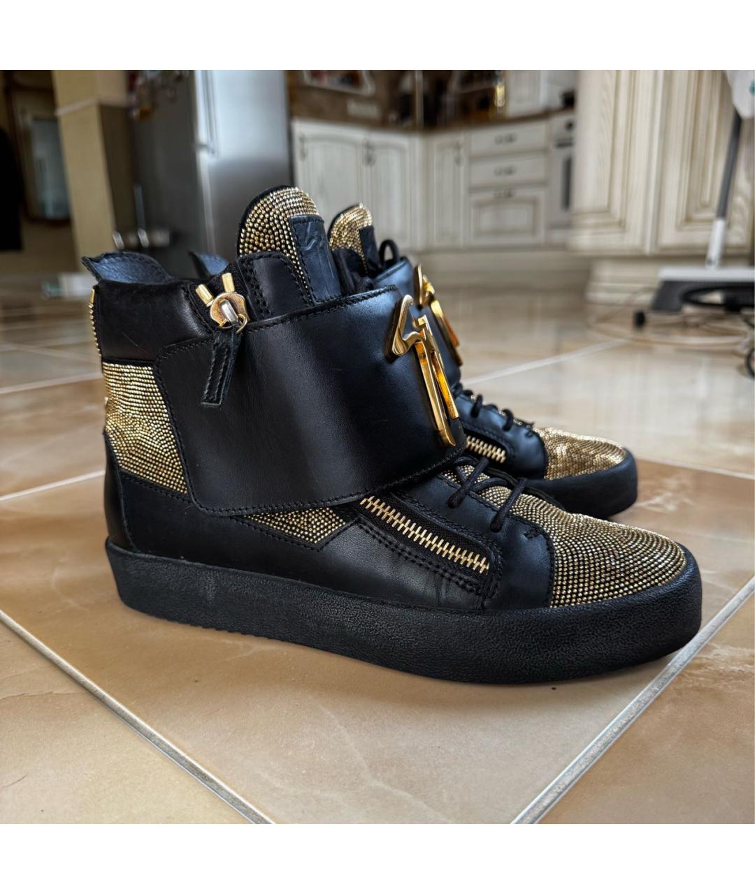 GIUSEPPE ZANOTTI DESIGN Черные кожаные кеды, фото 7