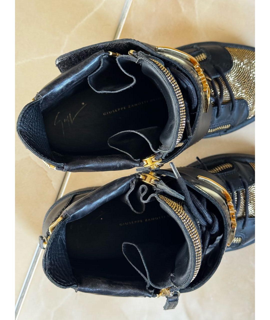 GIUSEPPE ZANOTTI DESIGN Черные кожаные кеды, фото 3