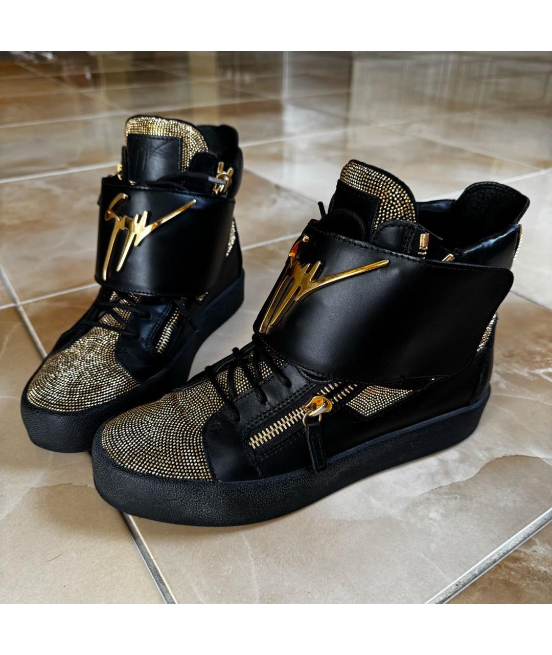 GIUSEPPE ZANOTTI DESIGN Черные кожаные кеды, фото 5