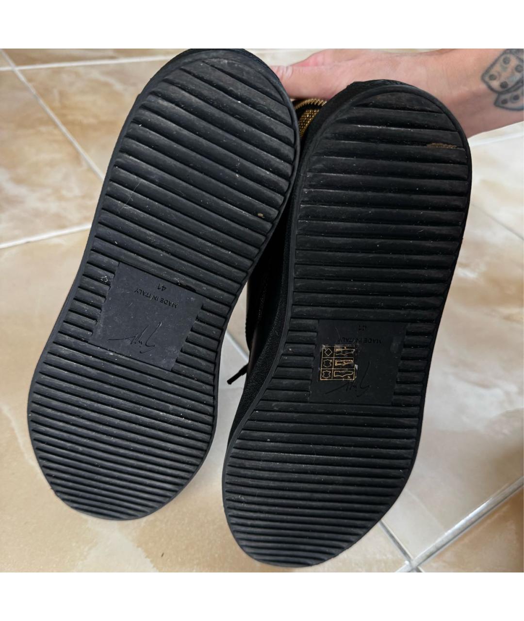 GIUSEPPE ZANOTTI DESIGN Черные кожаные кеды, фото 6