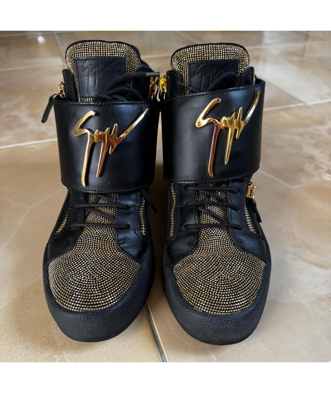 GIUSEPPE ZANOTTI DESIGN Черные кожаные кеды, фото 2