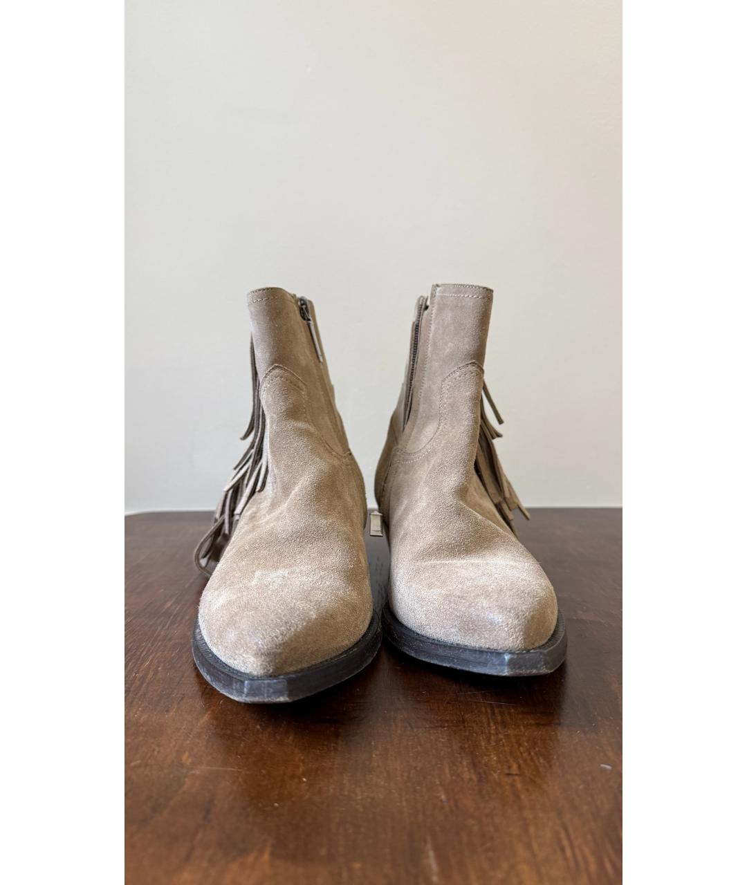 SAINT LAURENT Бежевые замшевые туфли, фото 2