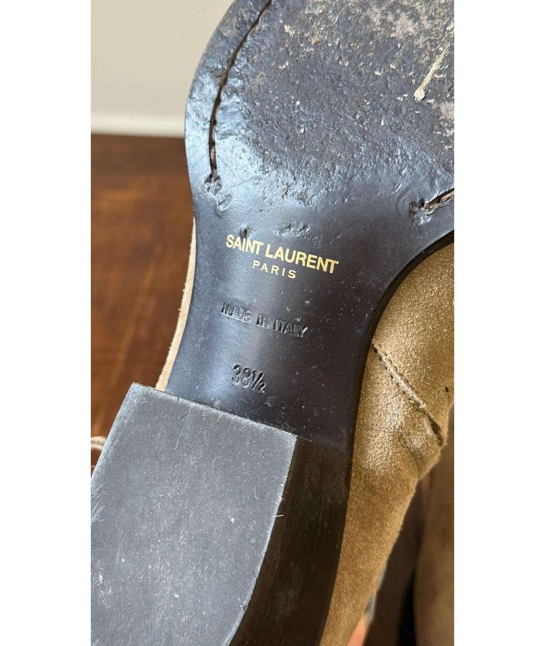 SAINT LAURENT Бежевые замшевые туфли, фото 6