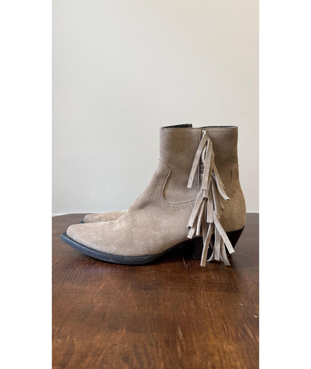 SAINT LAURENT Бежевые замшевые туфли, фото 3