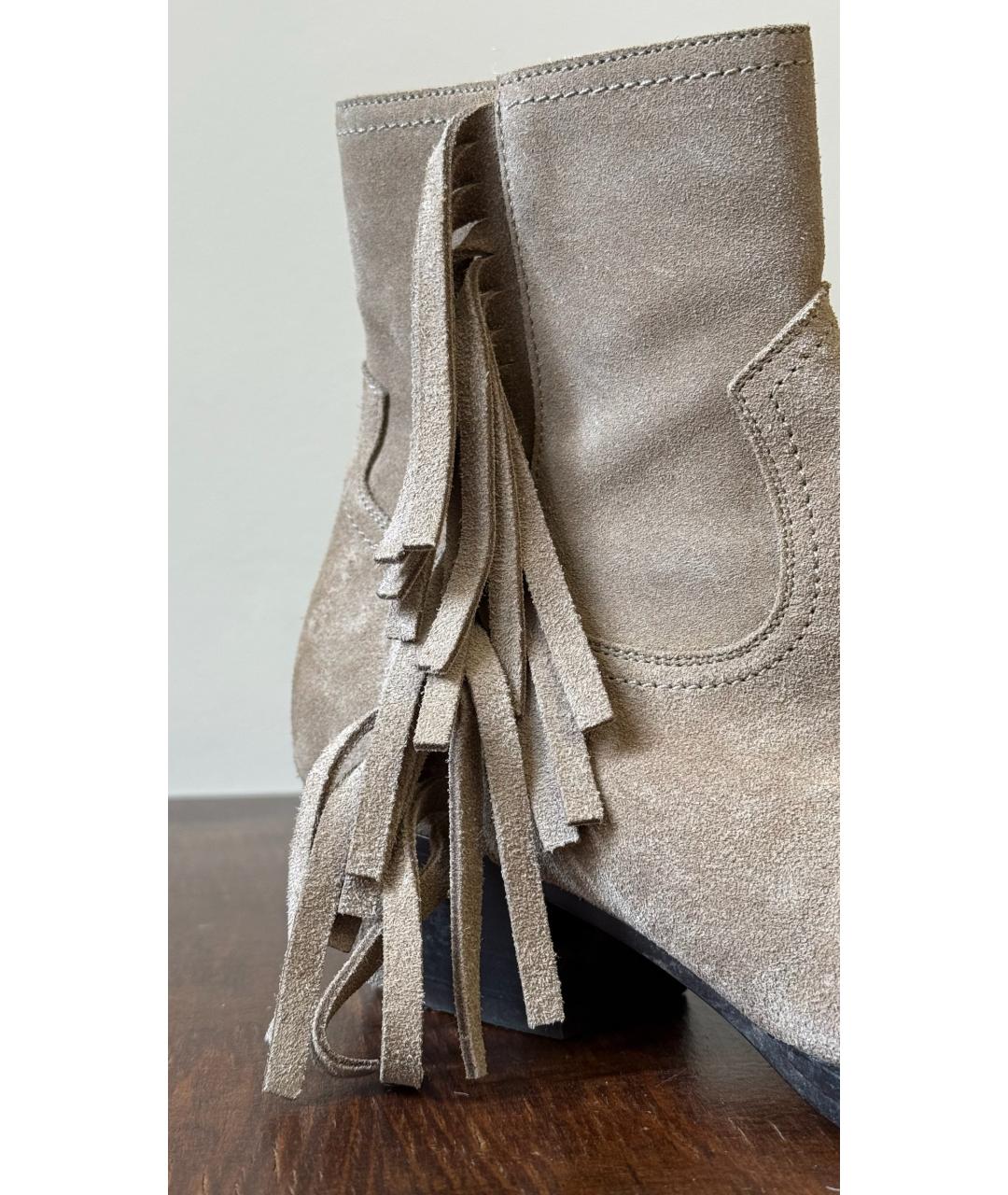 SAINT LAURENT Бежевые замшевые туфли, фото 5