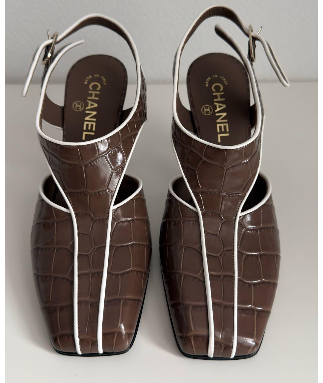 CHANEL Коричневые кожаные туфли, фото 3