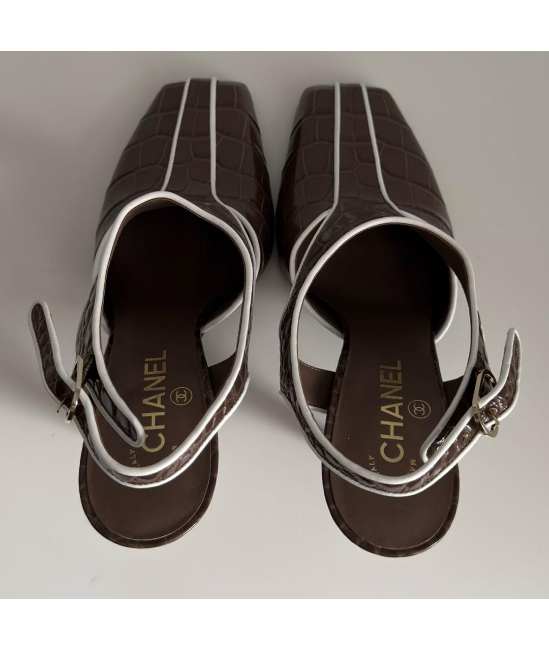 CHANEL Коричневые кожаные туфли, фото 4