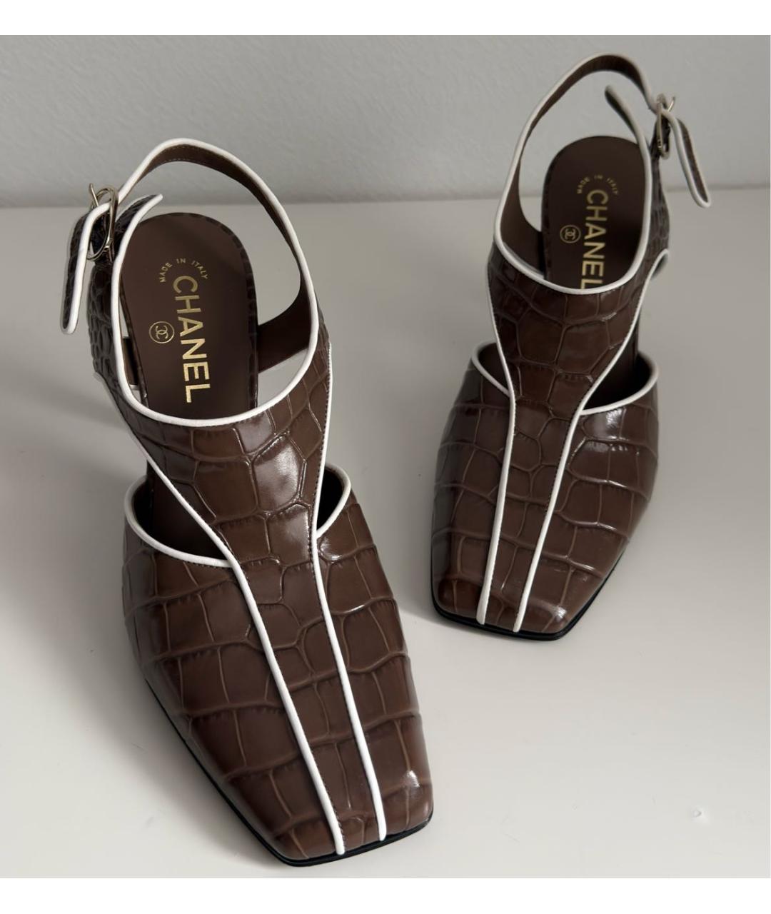 CHANEL Коричневые кожаные туфли, фото 6